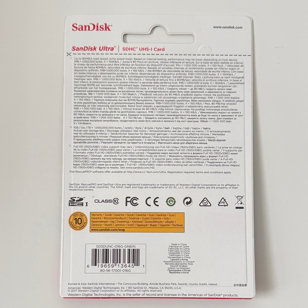 SanDisk Ultra 16GB SDHC UHS-1 Card 80MB/s- Red and Gray - Picture 2 of 2